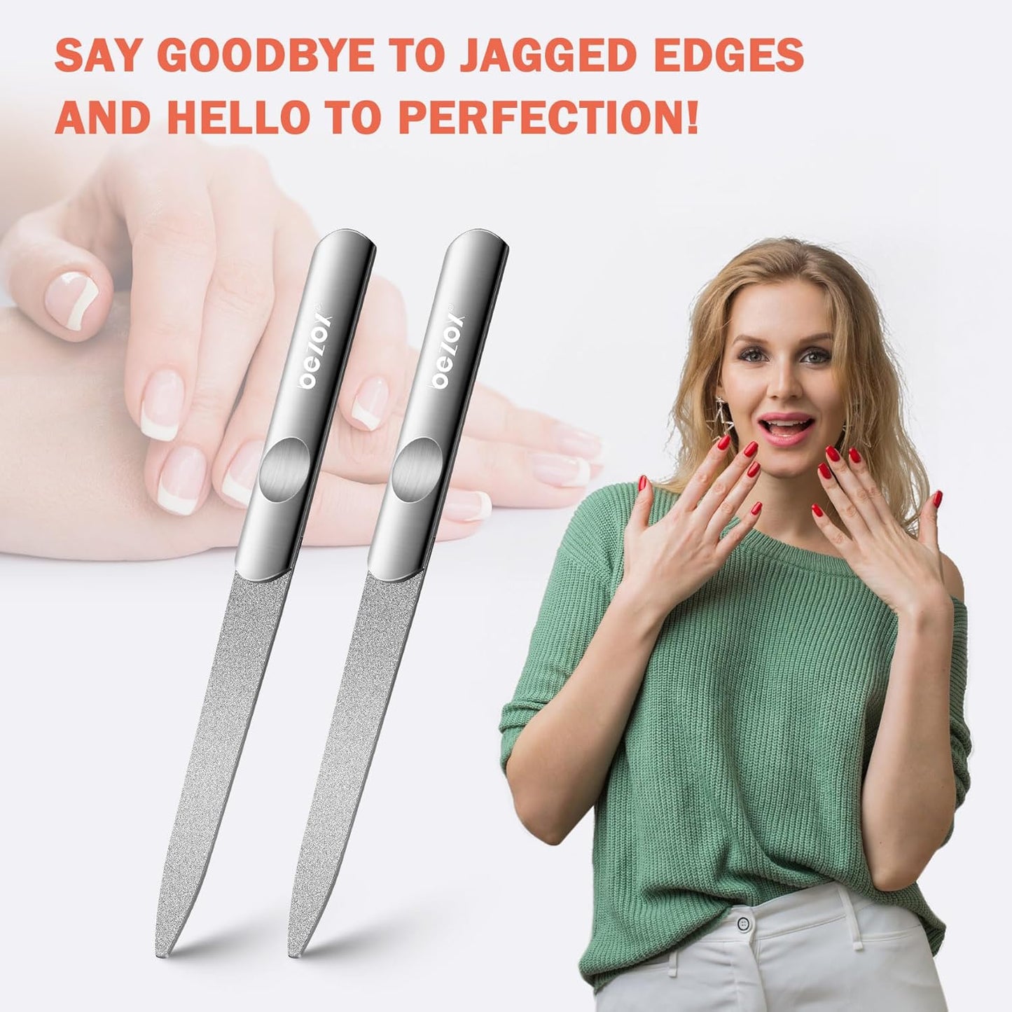 BEZOX Metal Nail File – Durable, Double-Sided Precision Fingernail Files for Women, Stainless Steel Finger Nail Buffer for Smooth, Shiny, Salon-Worthy Nails