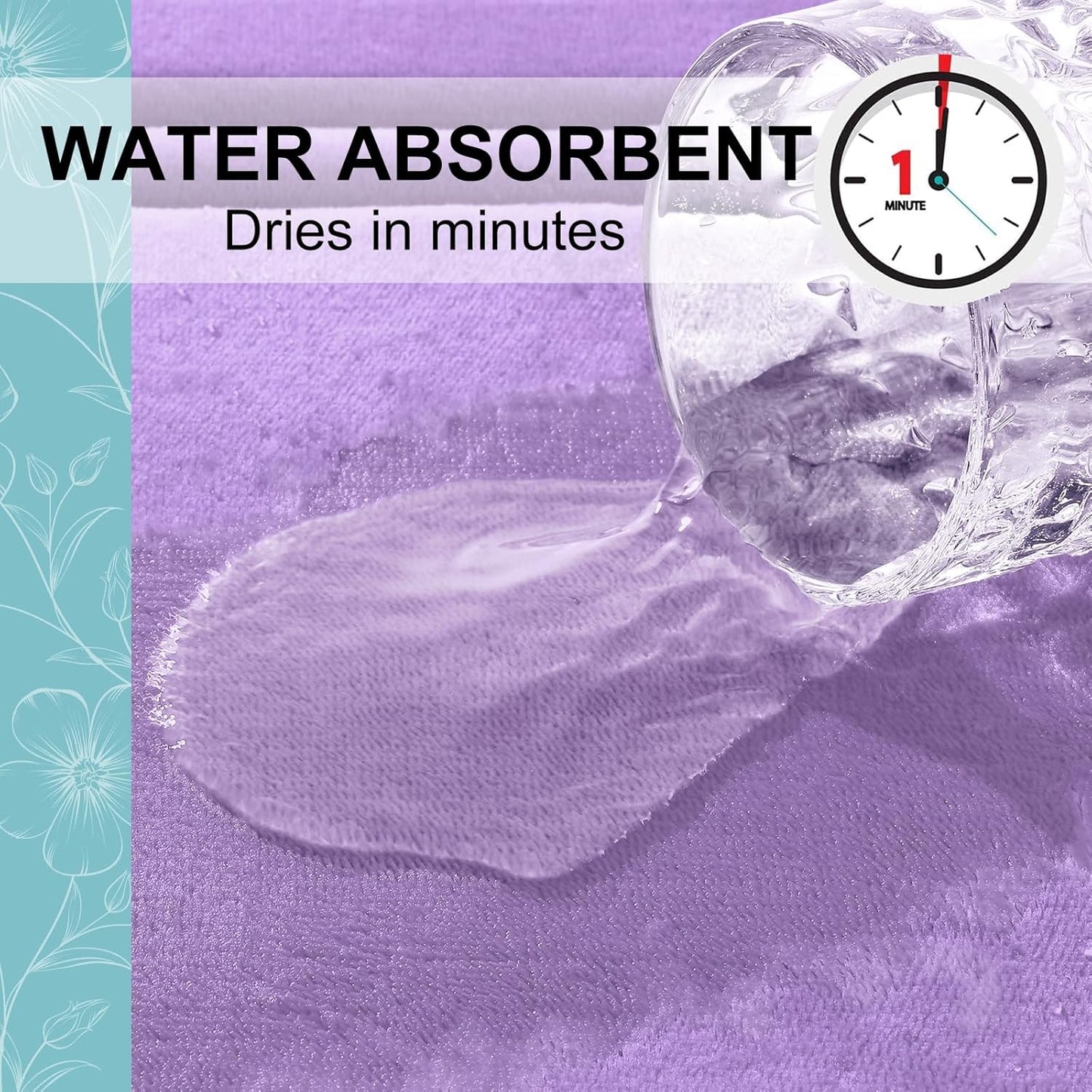 Grandaily Memory Foam Bath Mat Rug 24x16, Ultra Soft, Non-Slip and Absorbent Bathroom Rugs, Machine Wash Dry, Comfortable Bath Carpet for Bathroom Floor, Tub and Shower, Lavender