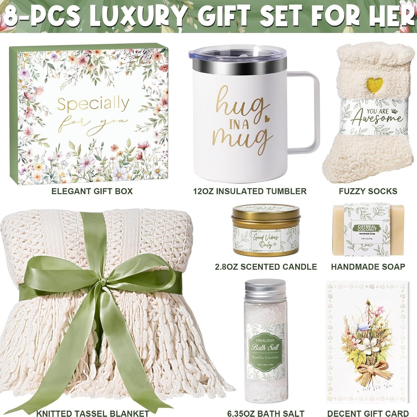 Self Care Gifts for Women Get Well Soon Gifts, Birthday Gifts for Women Care Package, Sympathy Gift Baskets Spa Gifts Set, Thinking of You Christmas Inspirational Gifts for Mom Her Friend Sister Wife