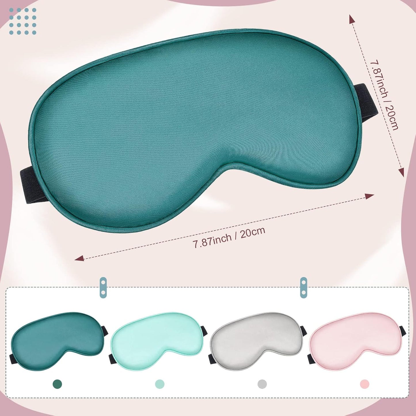 Bbto 4 Pcs Silk Sleep Eye Masks Smooth Soft Satin Eye Covers with Adjustable Strap Blindfold for Sleeping Blocking Out Lights Travel Relaxation(Multicolor)