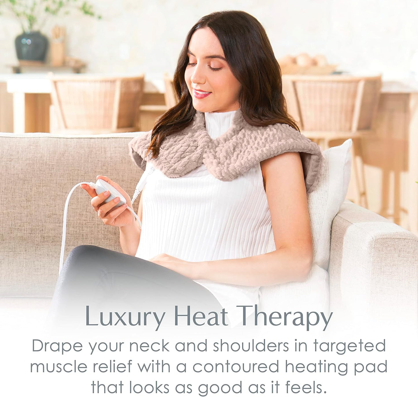 Pure Enrichment® PureRadiance™ Neck & Shoulder Luxury Heating Pad for Pain Relief, Modern Design, Soft Faux Fur & Micromink, 6 Heat Settings, Machine Washable, Universal Fit, 16” x 22” (Rose Quartz)…