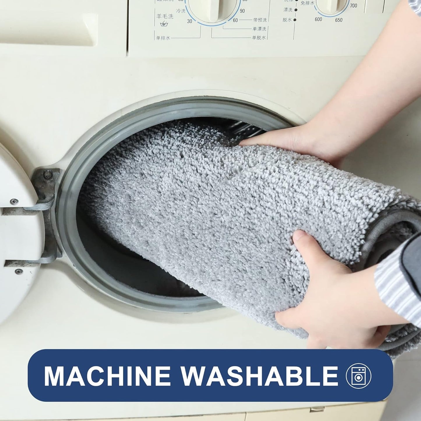 COSY HOMEER Bath Rugs for Bathroom Extra Thick - Anti-Slip Bath Mats Soft Plush Yarn Shaggy 100% Strong Mirco Polyeste Mat Living Room Bedroom Mat Floor Water Absorbent(Grey,24x48 - Inches)