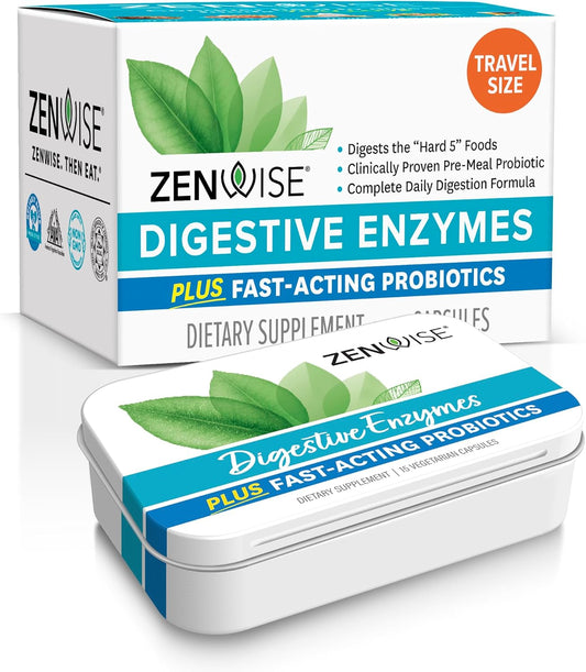 Zenwise Health Digestive Enzymes and Bromelain for Gut Health - Probiotic Multi Enzymes with Prebiotics and Probiotics for Women and Men for Digestive Health and Bloating Relief for Digestion -15 CT