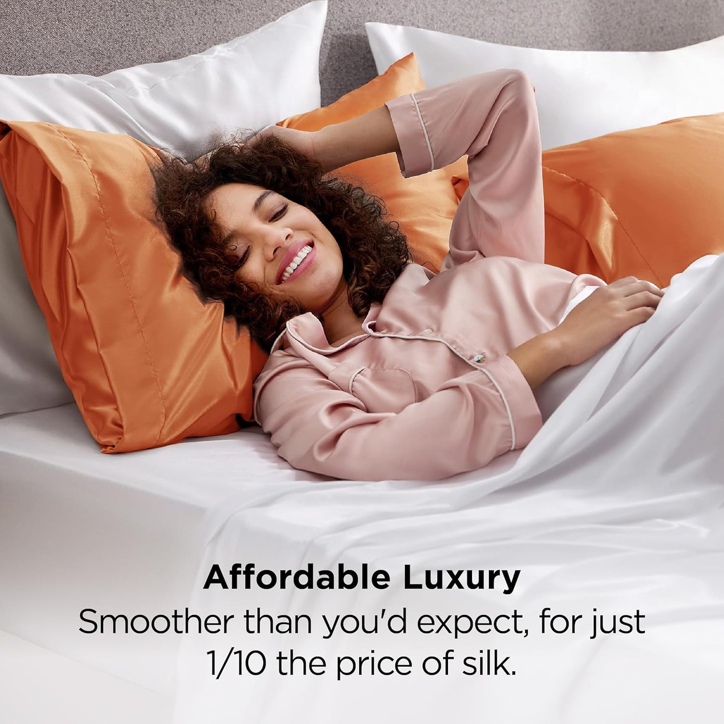 Bedsure Satin Pillowcases, Similar to Silk Pillow Cases Queen Size Set of 2, Pillow Case for Sleeping Women with Envelope Closure, Gifts for Women Men, Burnt Orange, 20x30 Inches, 2pcs