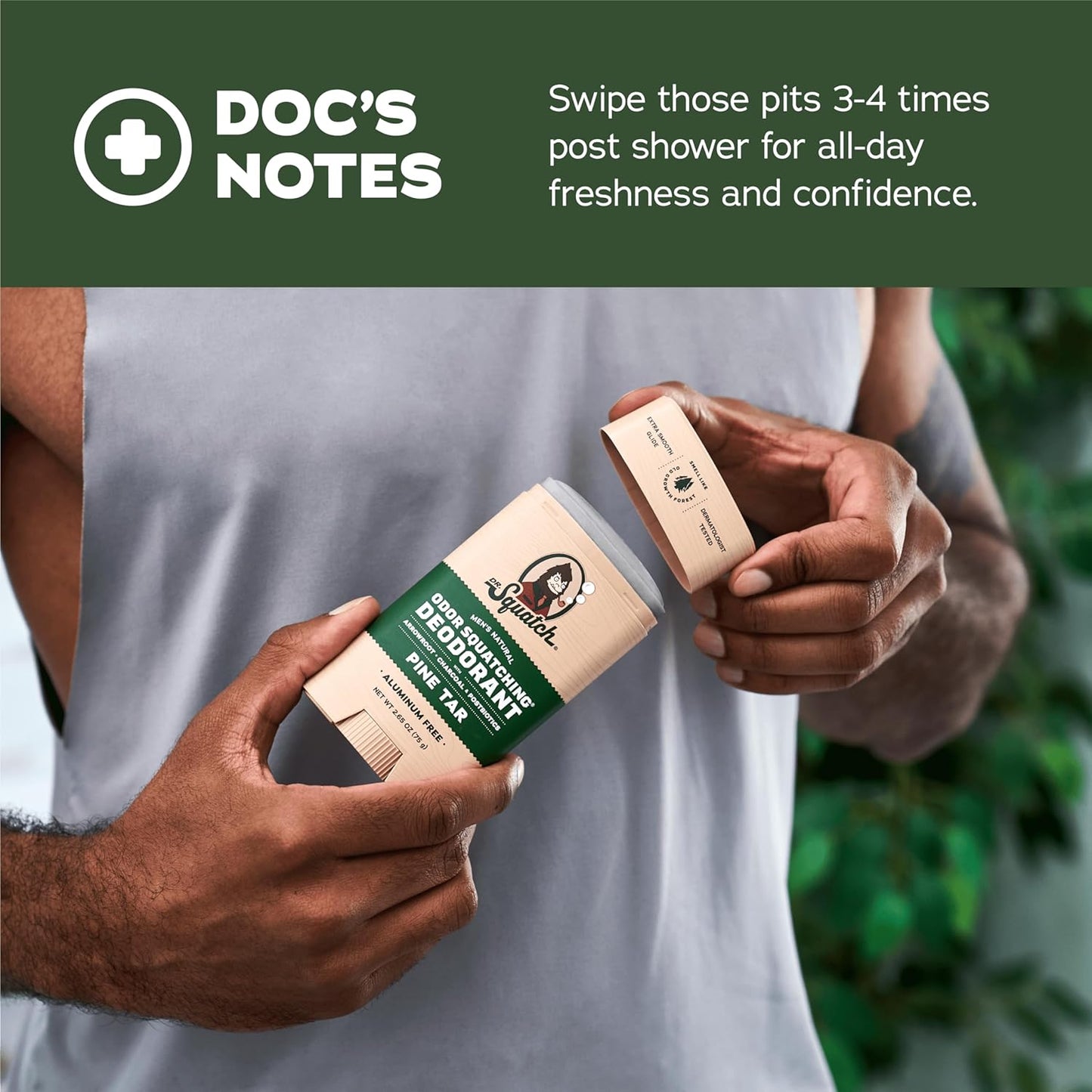 Dr. Squatch Natural Deodorant for Men - Odor-Squatching Aluminum Free - Pine Tar (2.65 oz, 3-Pack)