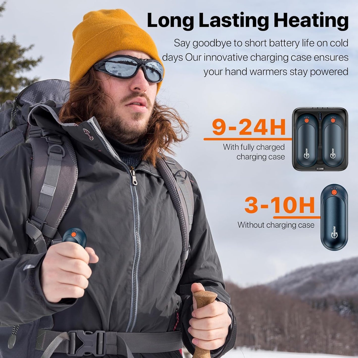 Hand Warmers Rechargeable 2 Pack, 14000mAh Electric Hand Warmers, Smart Chips 24Hrs Long Safe Heat, Portable Pocket Heater, Gifts for Christmas, Outdoor, Golf, Hunting, Camping Accessories