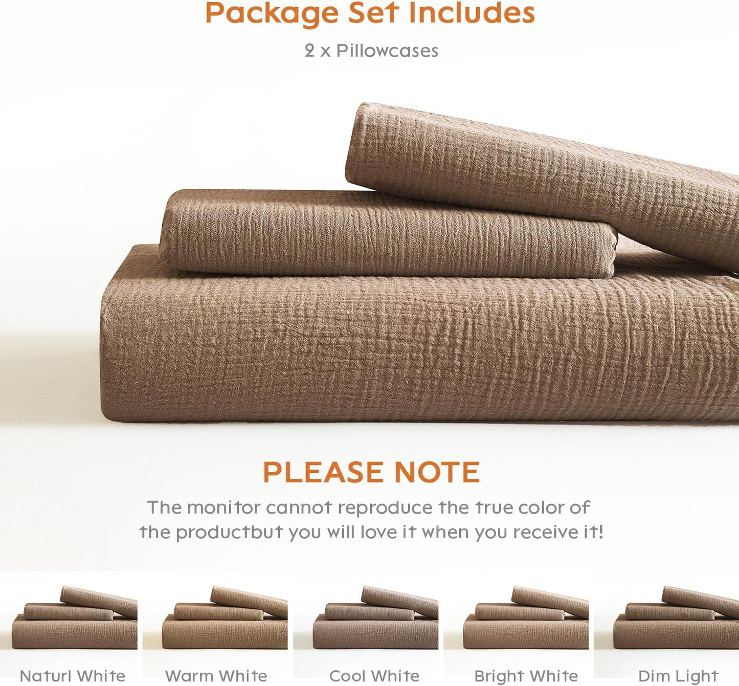 SE SOFTEXLY Muslin Pillowcases King Size 100% Cotton, 2 Pack Linen Like Pillow Shams with Envelope Closure, Ultral Soft and Breathable Pillow Case Covers, Light Brown, 20" X 36", No Filling