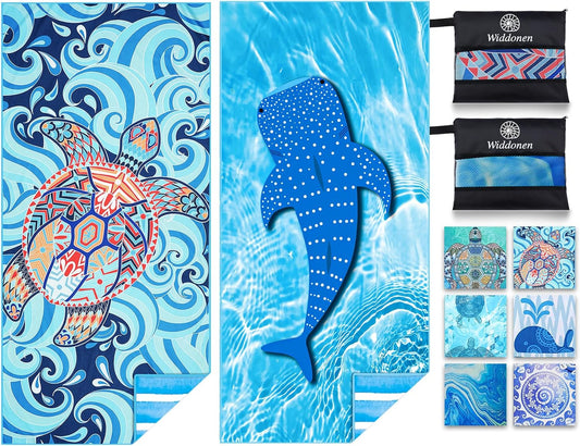 Microfiber Thin Lightweight Beach Towel Sand Free Quick Dry Absorbent Compact Towels for Swimming Pool Camping Beach Accessories Large Easy Pack Travel Things for Vacation Essentials Adult Gift