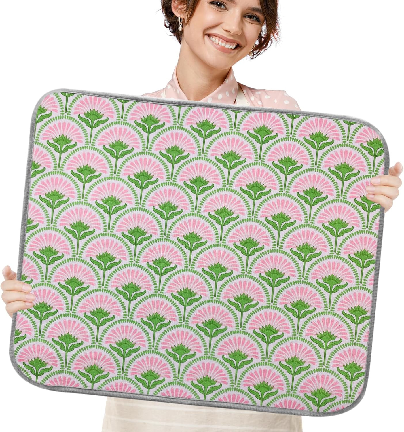 SHIYUE Dish Drying Mat for Kitchen Counter Super Absorbent Spring Kitchen Decor Microfiber Drying Matainers Rack Fast Pad Dish Drainer Mats(Bohe Flower,18''x24'')