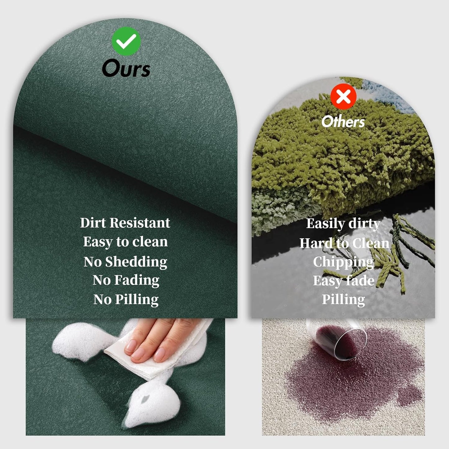 2 Piece Bathroom Rugs Mat Set - Quick Dry Diatomaceous Earth Bath Mat for Bathroom Non-Slip Bath Rug with Rubber Backing, Absorbent Bath Mats Thin Bath Floor Mat,15.7x23.6+15.7x47.2 Inch, Dark Green