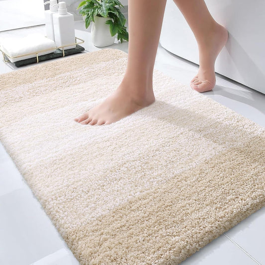 OLANLY Bathroom Rugs Mat 30x20, Extra Soft Absorbent Microfiber Bath Rugs, Rubber Backing, Quick Dry, Machine Washable Bath Mats for Bathroom Floor, Tub and Shower, Home Decor Accessories, Light Beige