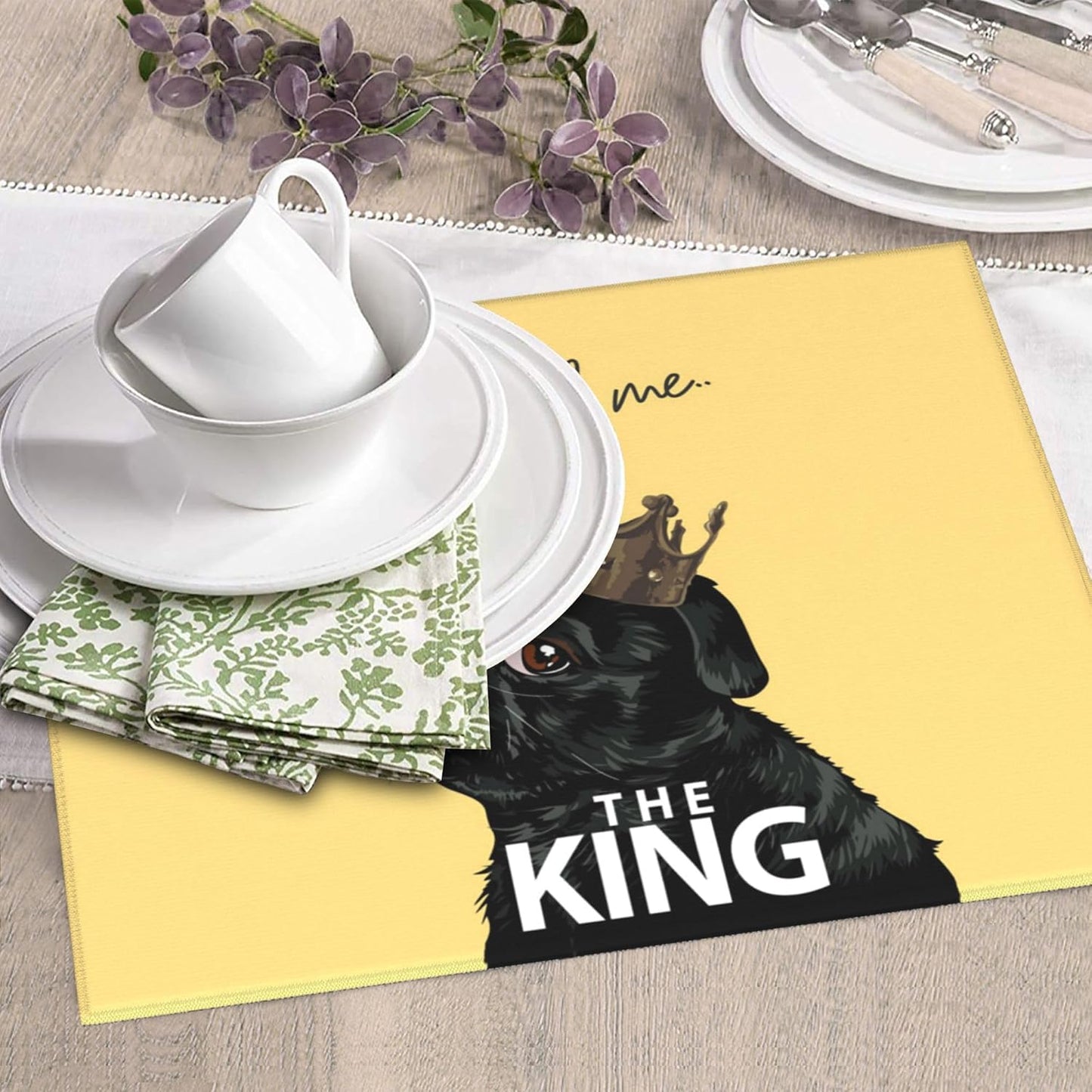 Funny Bulldog Dish Drying Mat for Kitchen Counter Washable Absorbent Reversible Microfiber Cute Dog Drying Pad Kitchen Accessories 16x18 Inch Yellow