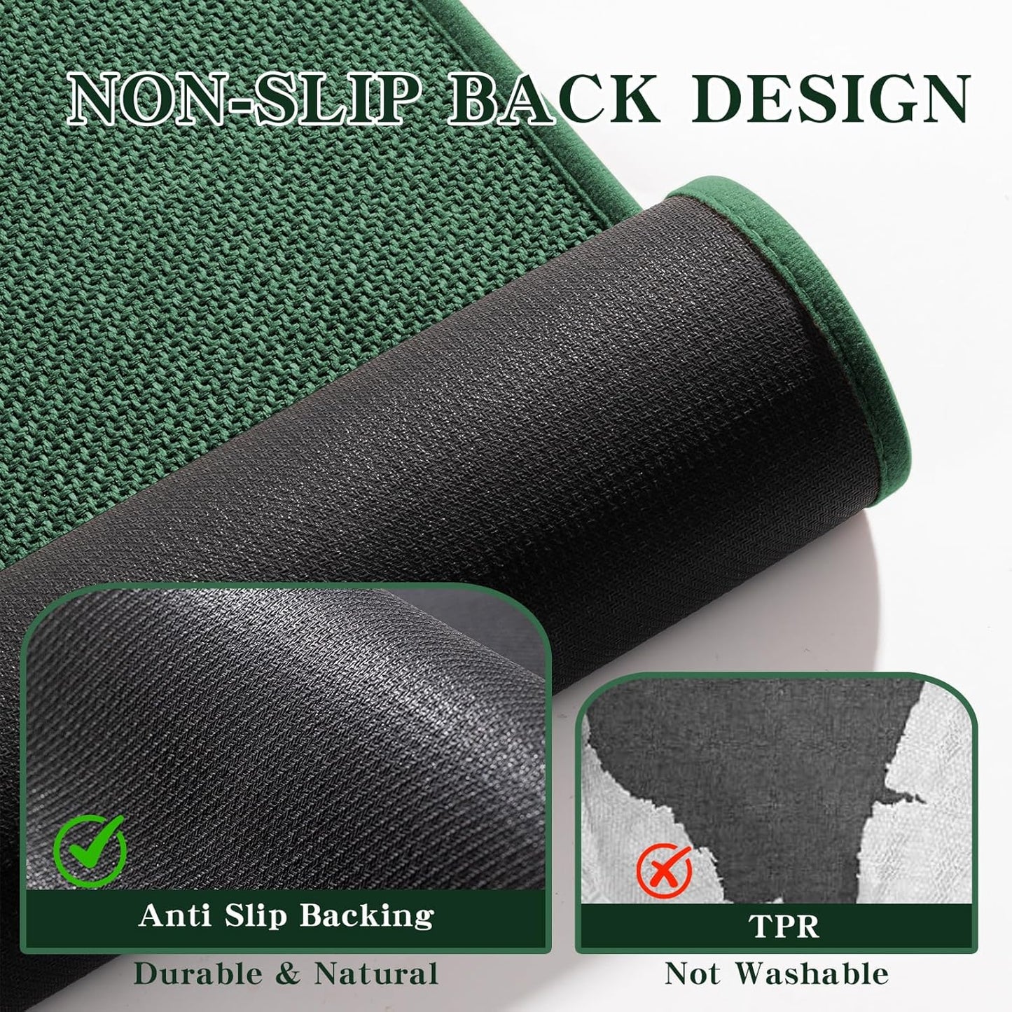 chakme Bathroom Rugs Mat 47x17, Ultra Thin Non Slip Bath Mats Runner Quick Dry Absorbent Bath Mat for Bathroom Floor, (Green, 47"x17")