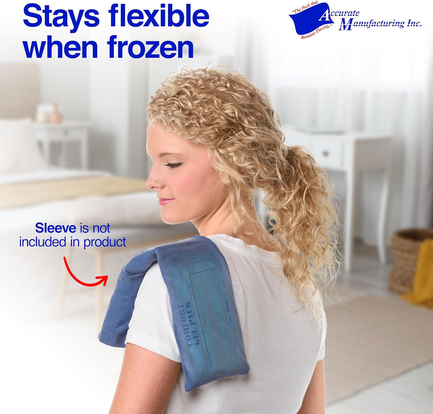 Flexible Reusable Gel Packs for Neck, Wrist, Arm, Back and Shoulder Pain Relief - Versatile Hot or Cold Gel Packs for Injuries, Sore Muscles or Toothache Pain Relief, Blue, 5" x 18", 2 Pack