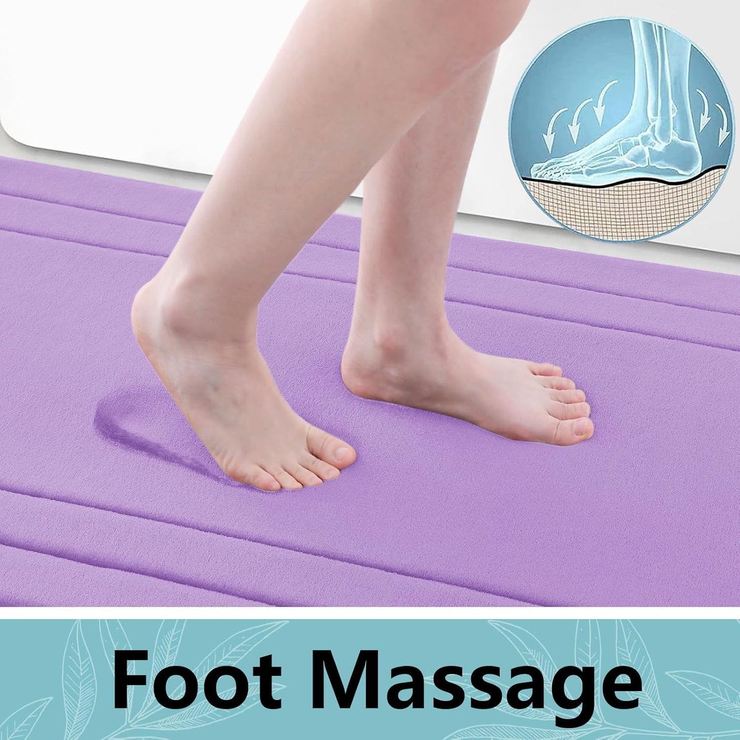 Arotive Memory Foam Bathroom Rug Mat 70x24, Ultra Soft and Absorbent Bath Mat, Machine Wash Dry, Comfortable Bath Rug Carpet for Bathroom Floor, Tub and Shower, Lavender