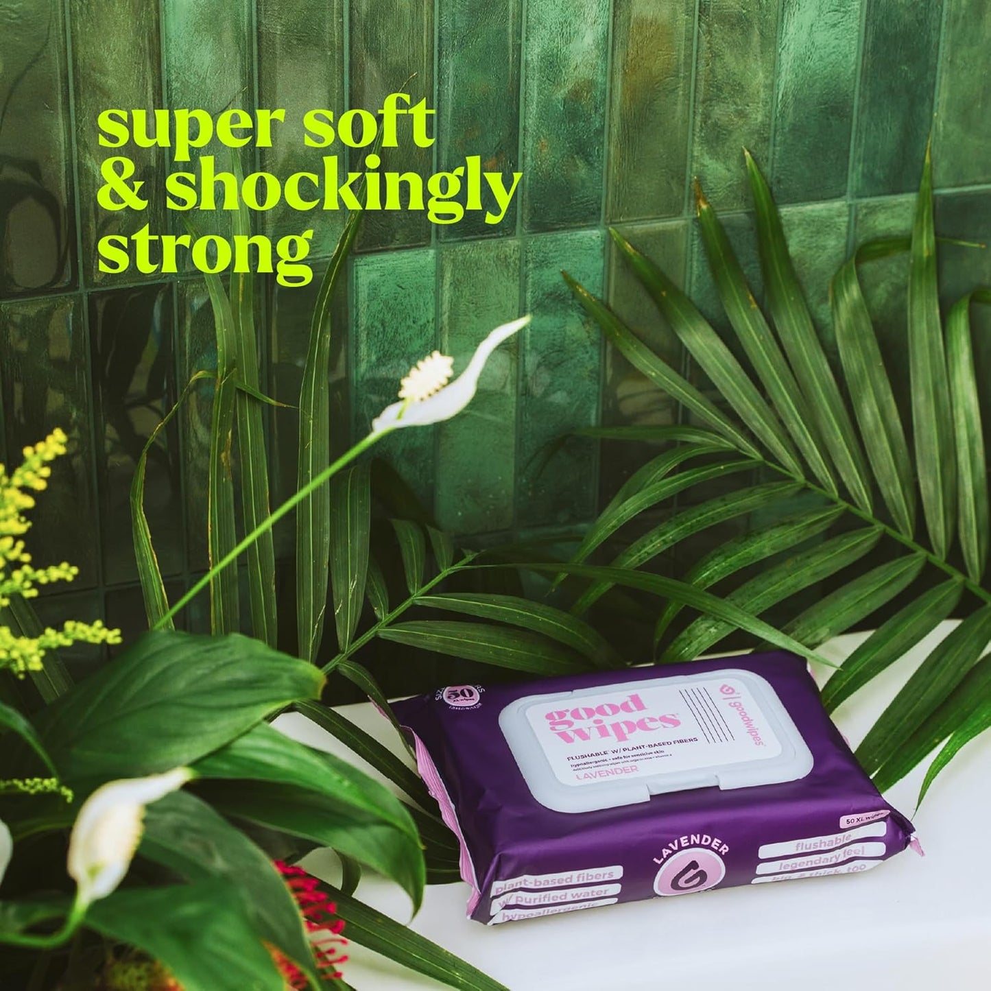 goodwipes Flushable Butt Wipes - Vitamin E & Aloe - Sewer & Septic Safe - Extra Large Adult Wet Wipes For Women & Men - Bathroom Essentials - Lavender, 318 Count (6 Packs + 1 Travel)