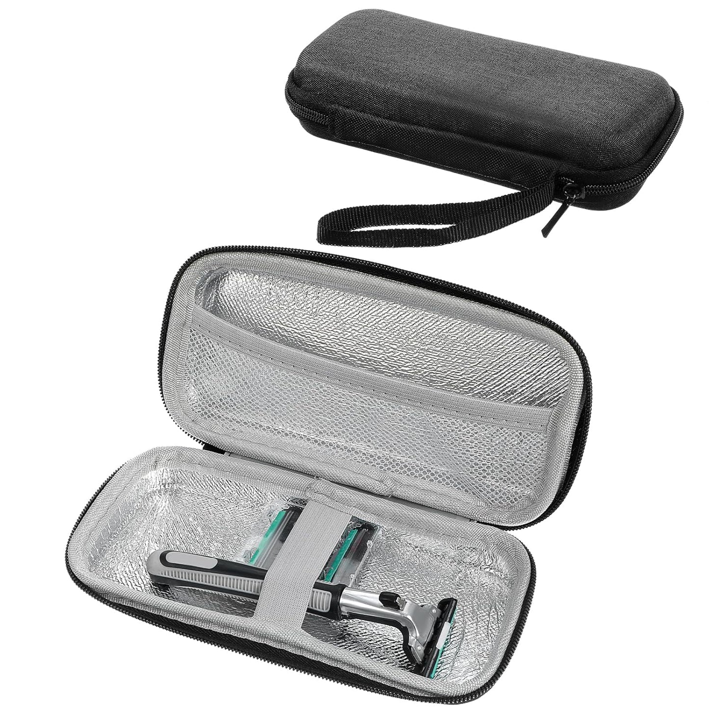 Safety Razor Travel Case, Black Waterproof Travel Razor Case, Lightweight Durable Men's Organizer, Zipper Carrying Bag