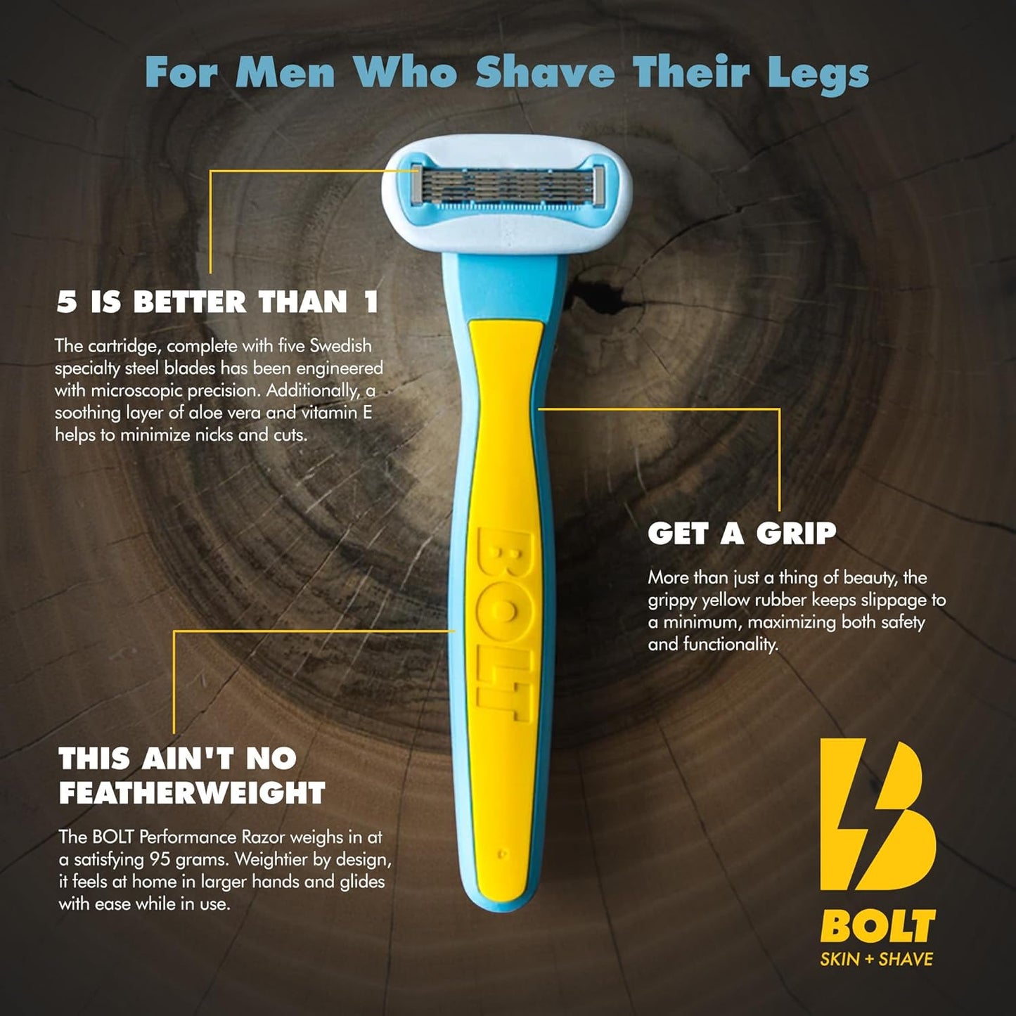 Get Smooth Bundle for Men - Shaving Kit for Legs, Head, Chest & Arms - Includes Razor, Shave Butter and 3 Refill Cartridges