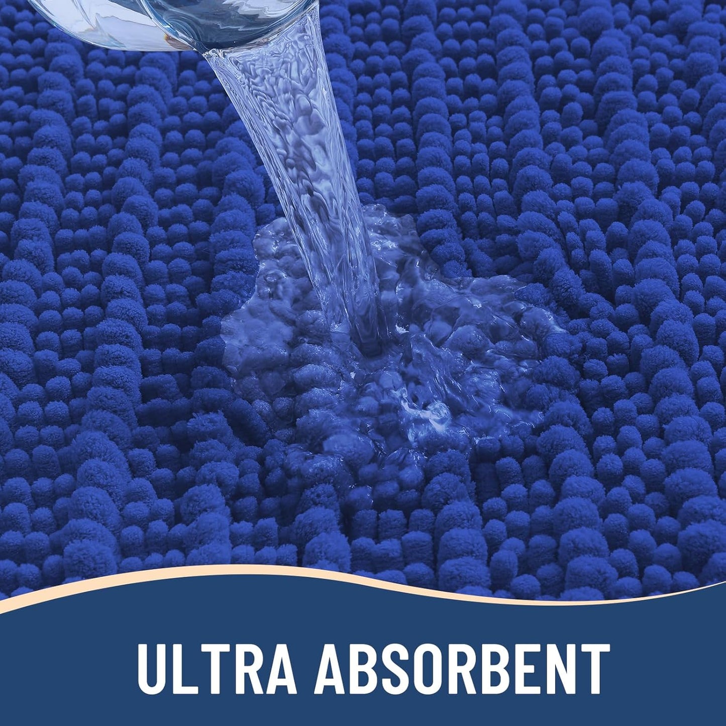 Arotive Luxury Chenille Bathroom Rug Mat, Extra Soft Thick Absorbent Shaggy Bath Rugs, Non-Slip Machine Wash Dry, Plush Bath Mats for Bathroom, Shower and Tub, 30x20, Dark Blue