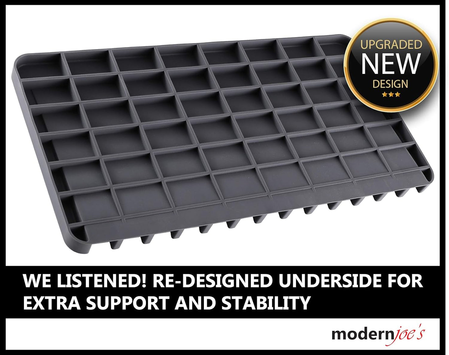 Self-Draining 2 in 1 Silicone Drying Mat and Trivet by Modern Joe's. Premium Space Saving Dish and Glassware Silicone Mat. Made from Food-grade, Dish Washer Safe and Heat Resistant (Black)