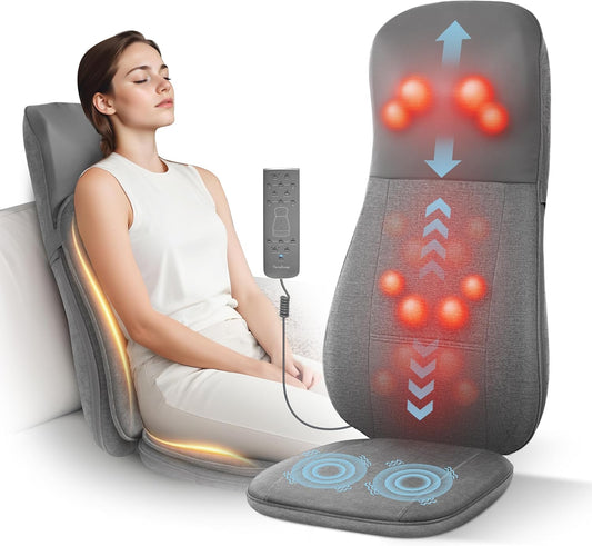 Shiatsu Back and Neck Massager with Heat, Back Massage for Chair, Kneading, Rolling, Vibration, Massage Seat Cushion, Full Body Massage Chair Pad