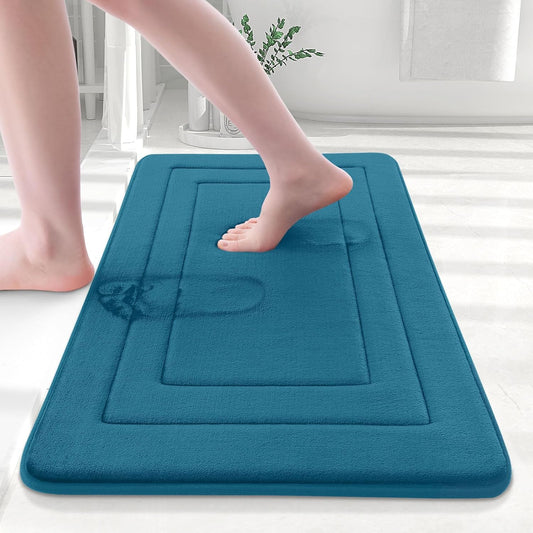 Arotive Memory Foam Bathroom Rug Mat 30x20, Ultra Soft and Absorbent Bath Mat, Machine Wash Dry, Comfortable Bath Rug Carpet for Bathroom Floor, Tub and Shower, Peacock Blue