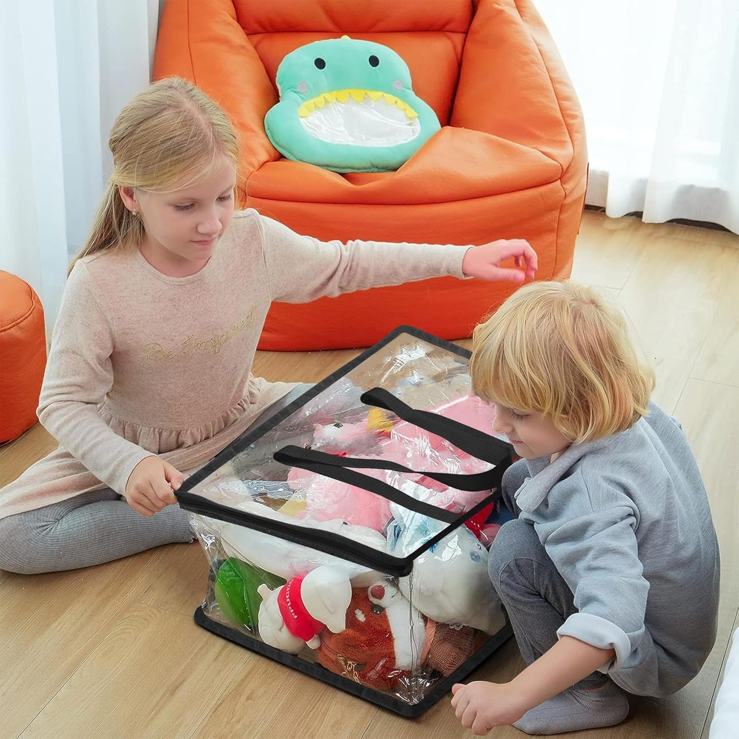 Vieshful 5 Pack Clear Comforter Storage Bag, 60L Clothes Storage Bag with Zipper Closet Organizer, Plastic Storage Containers Moving bags for Comforter, Blanket, Bedding, Duvet, Toys