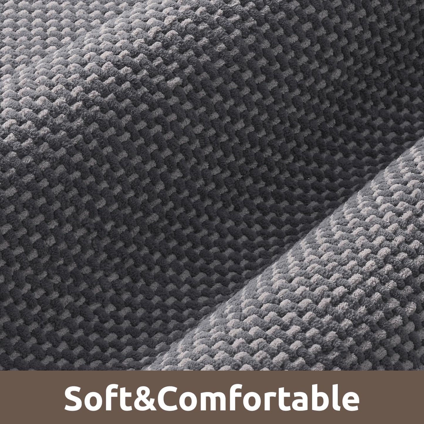 AMOAMI Chenille Bath Mat Super Absorbent Bathroom Mat Quick Dry Bath Mats for Bathroom Rubber Backed Bathroom Rugs Non Slip Washable Fit Under Door, Front of Bathtub, Sink, Darkgrey&LIGHTGREY 24"x36"