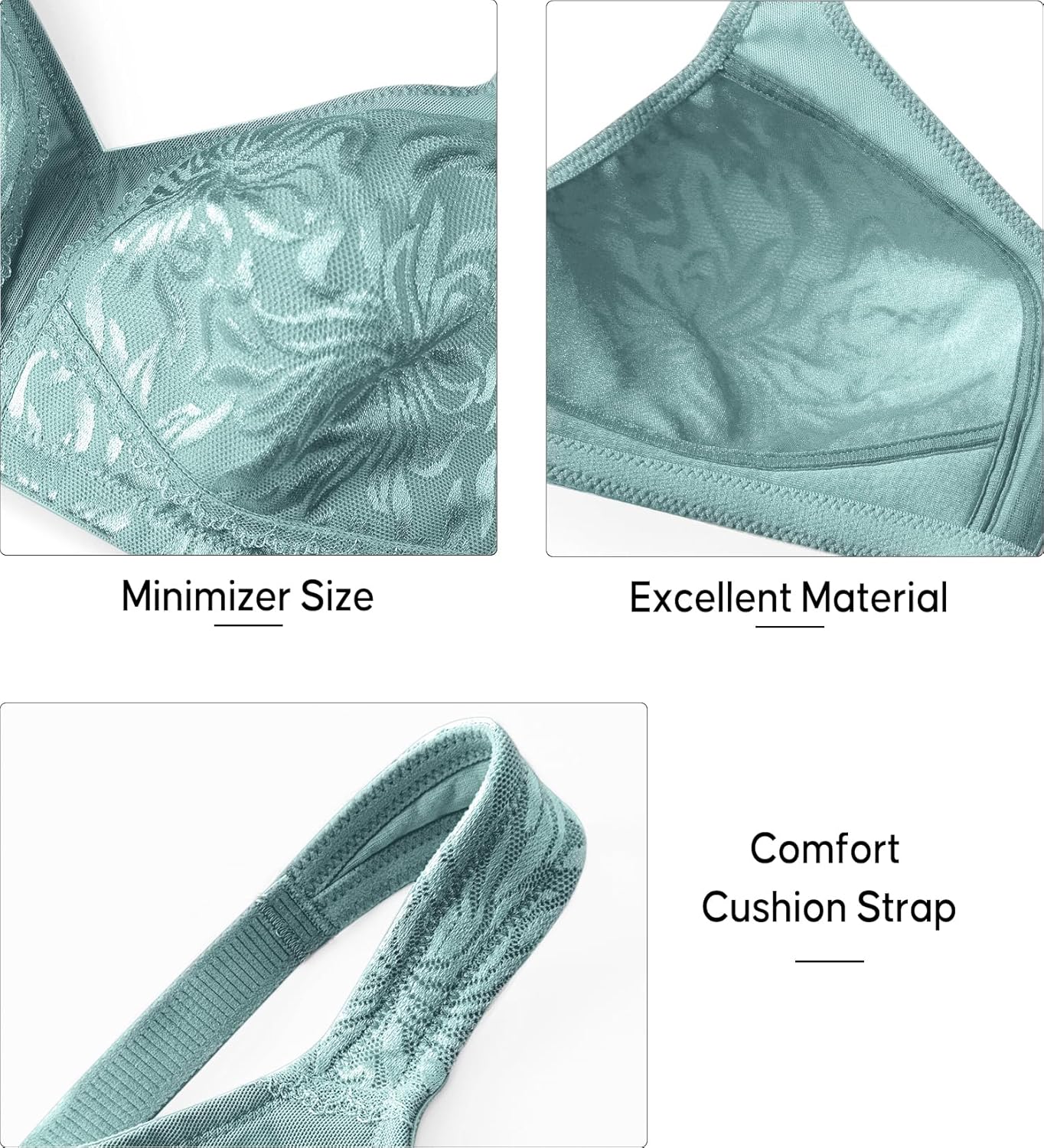 ZeroBound Women's Minimizer Bras Comfort Cushion Strap Wirefree Full Coverage Large Bust Non-Padded Bra