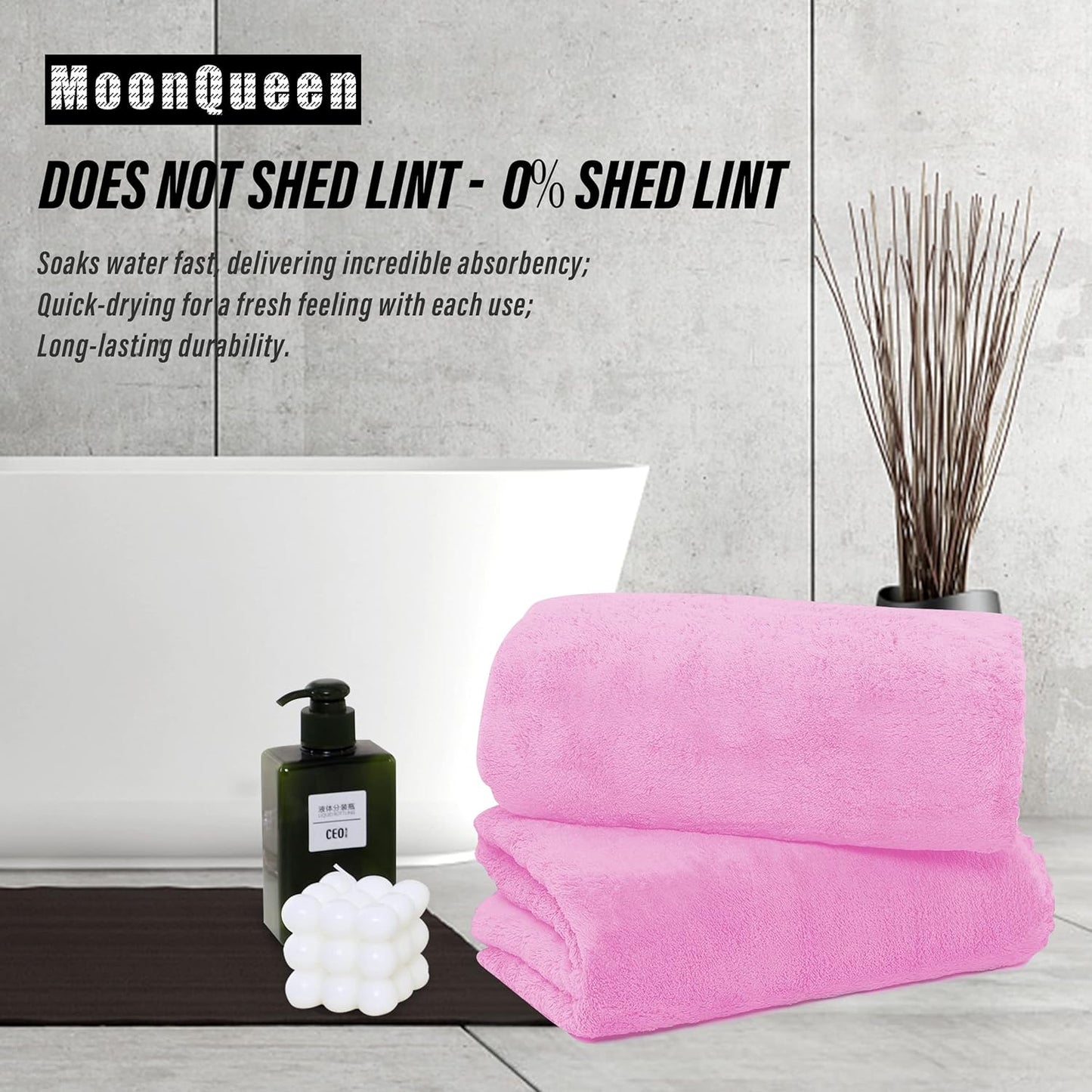 MOONQUEEN 2 Pack Premium Bath Towel Set - Quick Drying - Microfiber Coral Velvet Highly Absorbent Towels - Multipurpose Use as Bath Fitness, Bathroom, Shower, Sports, Yoga Towel (Frozen Berry)