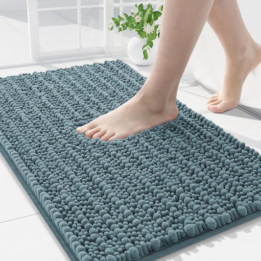 Arotive Luxury Chenille Bathroom Rug Mat, Extra Soft Thick Absorbent Shaggy Bath Rugs, Non-Slip Machine Wash Dry, Plush Bath Mats for Bathroom, Shower and Tub, 36x24, Smoky Gray