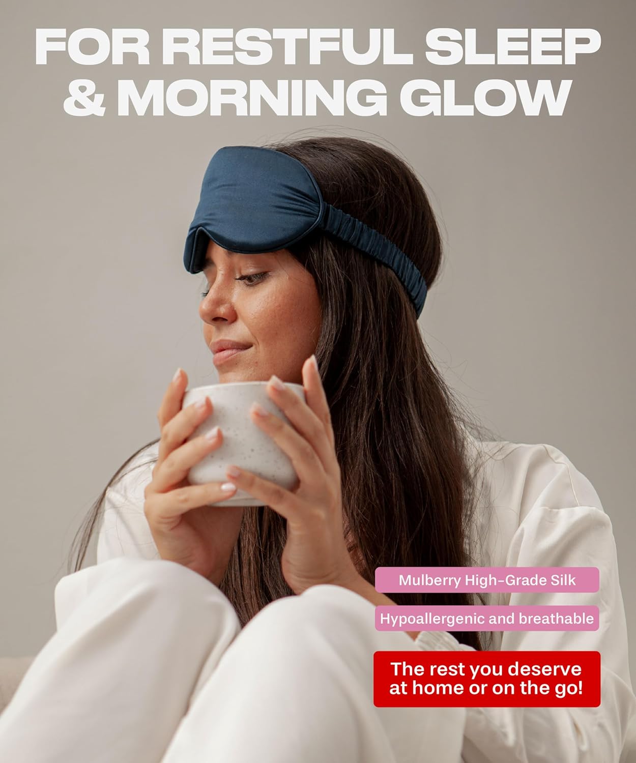 SUNDAYSILKS™ Exclusive Mulberry Silk Sleep Mask | Soft Eye Covers, Blackout Sleeping Mask for Women & Men | Silk Eye Mask for Sleep, Travel, and Relaxation | Antifaz para Dormir [Midnight Blue]