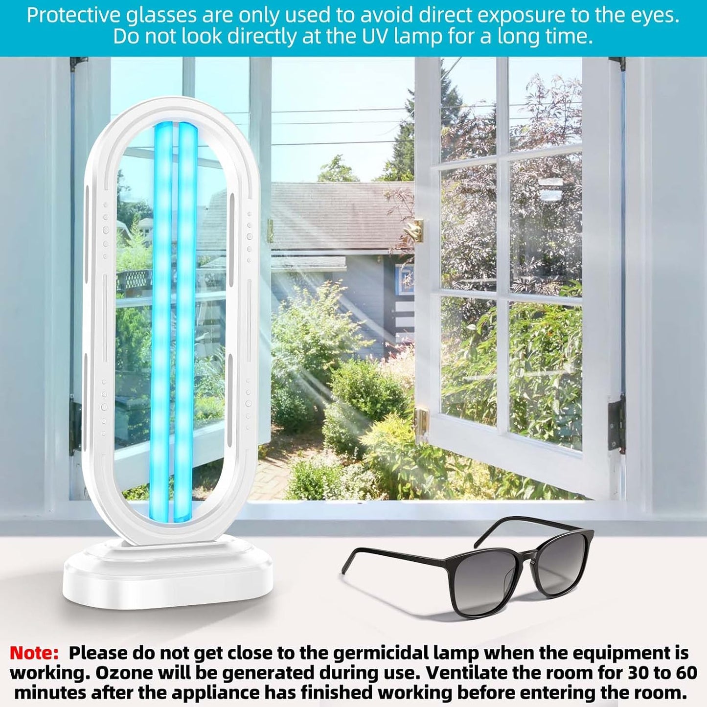 UV Light Sanitizer,4-Speed Timing and Remote Control UVC Home Disinfection Device,Ultraviolet Light Sanitizer for Dust Mites,UV Lamp for Whole Room,White