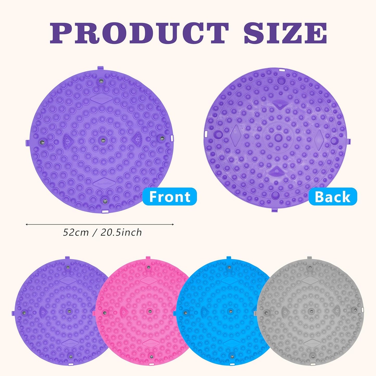 Multi-Purpose Foot Massage Mat with Reflexology Nodes & Magnetic Therapy, Relieve Stress, Improve Circulation, and Enhance Relaxation (Purple)