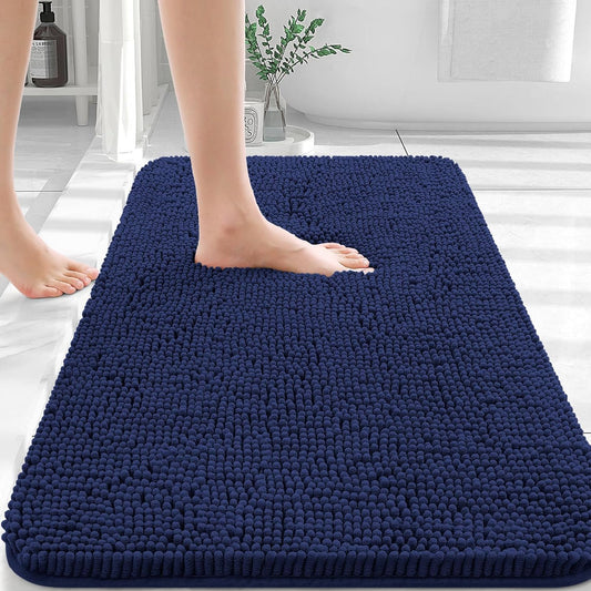 OLANLY Bathroom Rugs 30x20, Extra Soft Absorbent Chenille Bath Rugs, Rubber Backing Quick Dry, Machine Washable Bath Mats for Bathroom Floor, Tub and Shower, Home Decor Accessories, Twilight Sapphire