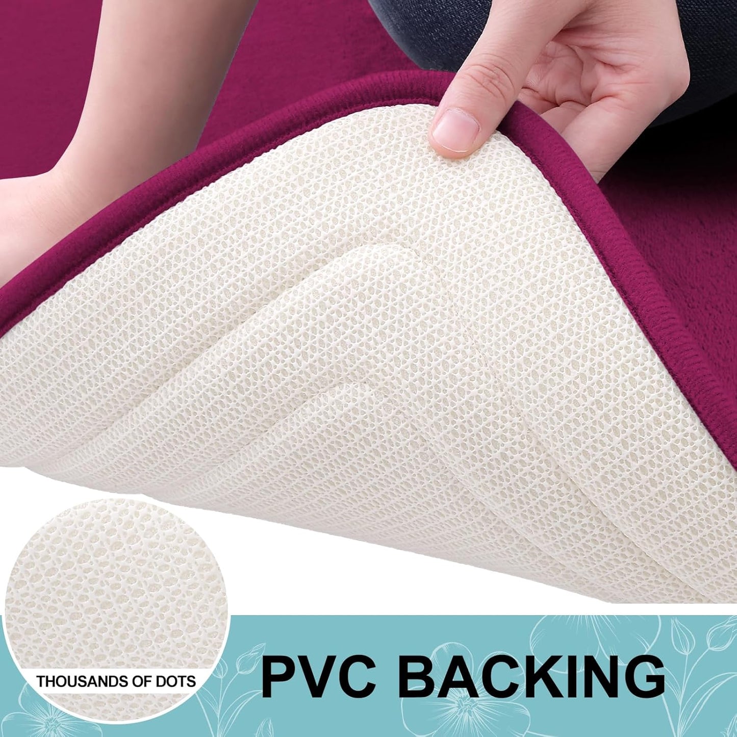 Grandaily Memory Foam Bath Mat Rug 24x16, Ultra Soft, Non-Slip and Absorbent Bathroom Rugs, Machine Wash Dry, Comfortable Bath Carpet for Bathroom Floor, Tub and Shower, Burgundy