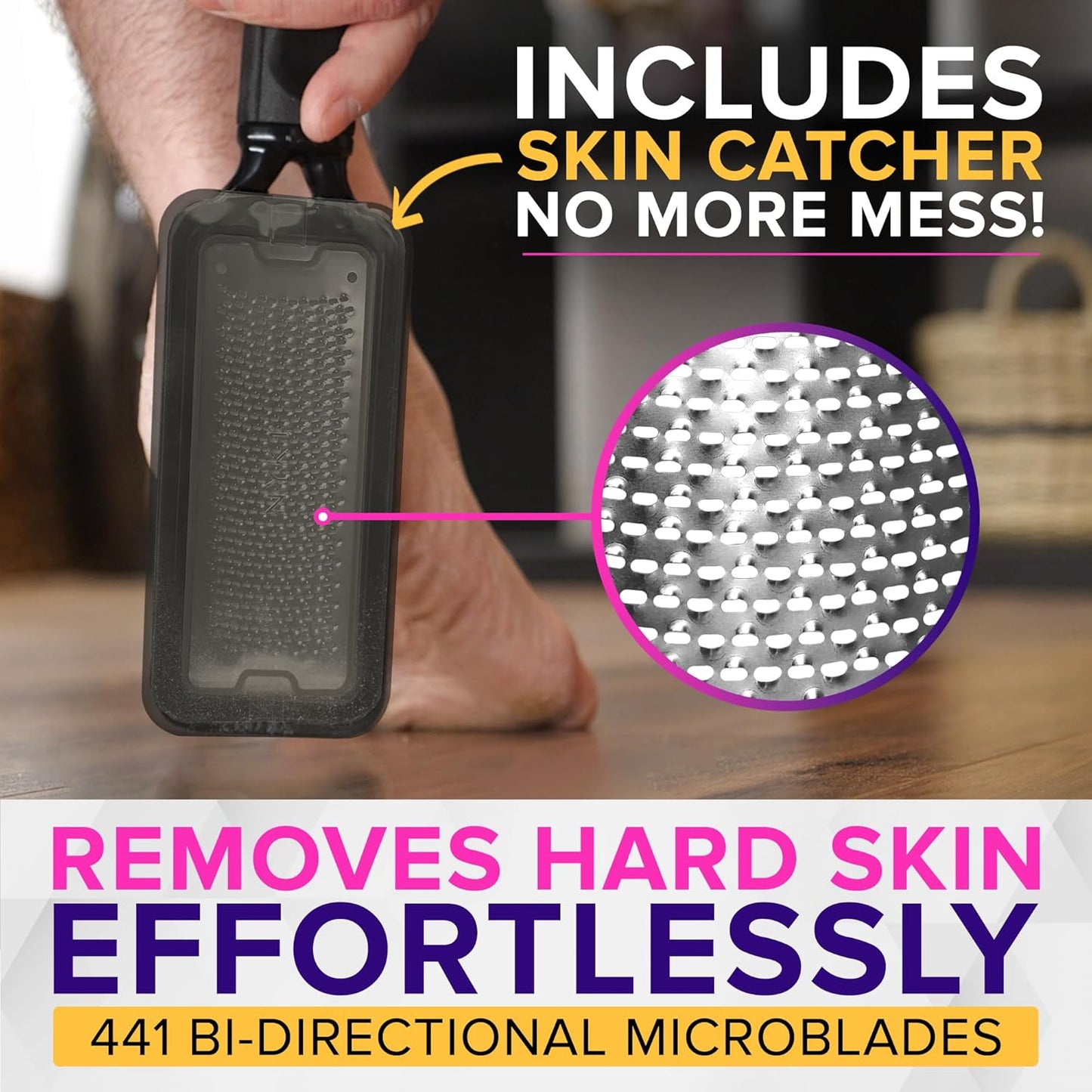 RUSTPROOF Foot File Callus Remover for Feet with Skin Catcher (XL Size) NYK1 MEGAFILE Foot Callus Remover for Wet & Dry Use - High-Performance Feet Scrubber with Textured Grip for Non-Slip Control