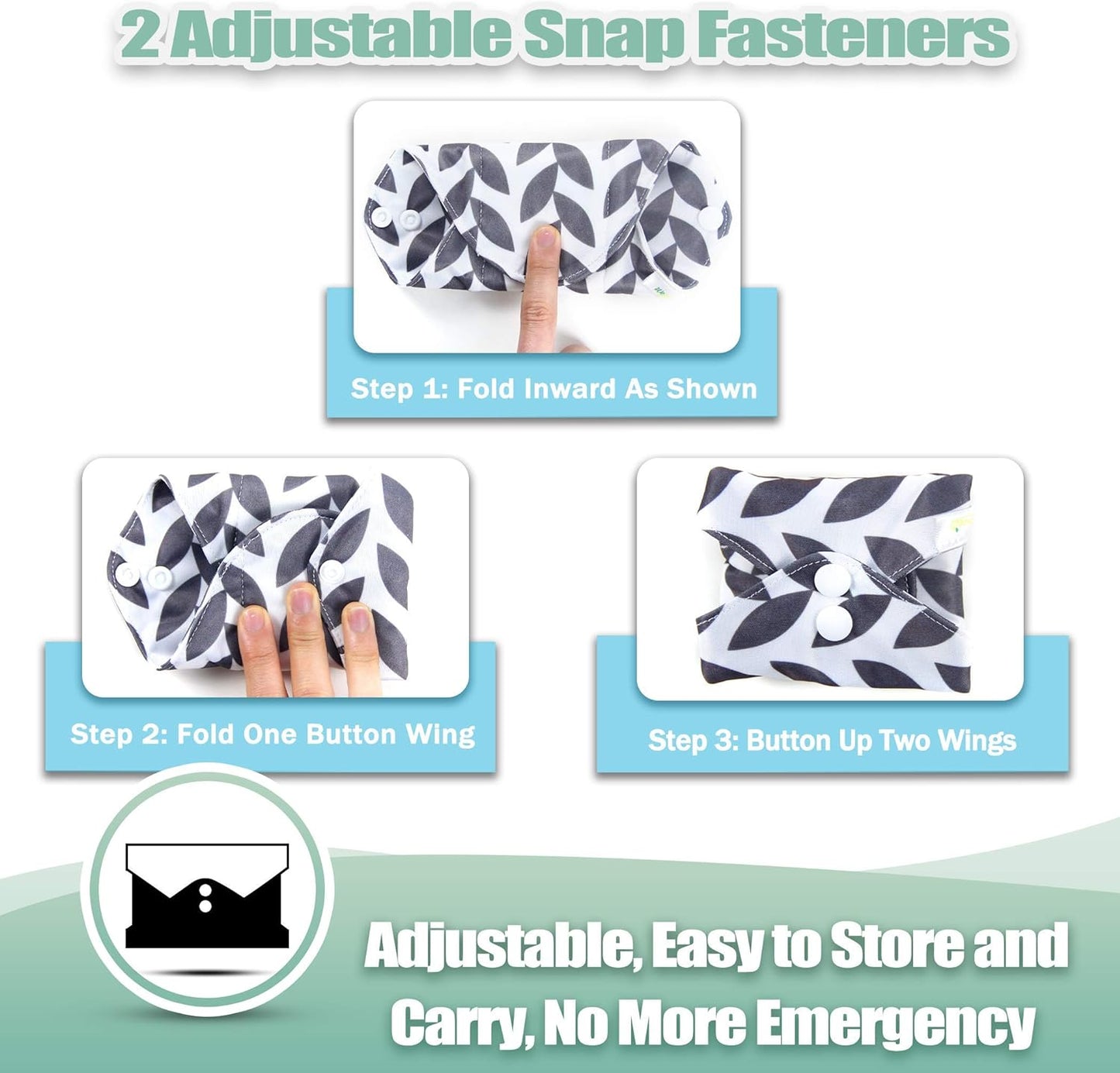 wegreeco Reusable Menstrual Pads - Reusable Sanitary Pads | Reusable Panty Liners | Soft Cloth Menstrual Pads - 6 Pack with 1 Cloth Mini Wet Bag (Medium, Luxury)