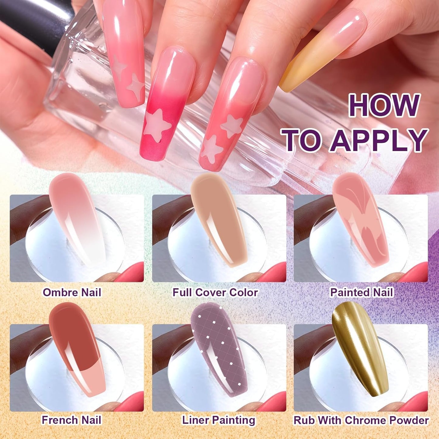 Gradient Painting Gel, 9 Colors Ombre Gel Nail Polish for Pigment Pat Nails Aura Nails French Manicure Soak Off UV Long-lasting Home Salon DIY Nail Art Monet’s Garden