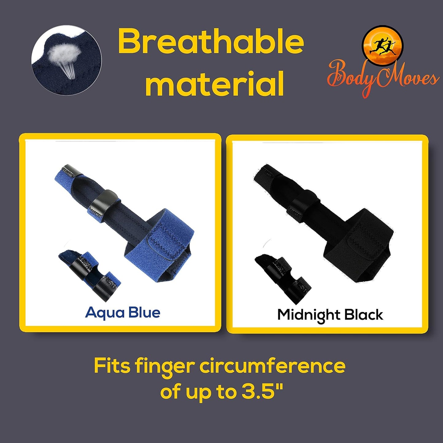 BodyMoves Finger splint and Finger extension splint trigger finger mallet finger broken finger post operative care Finger knuckle immobilization injury (aqua blue)