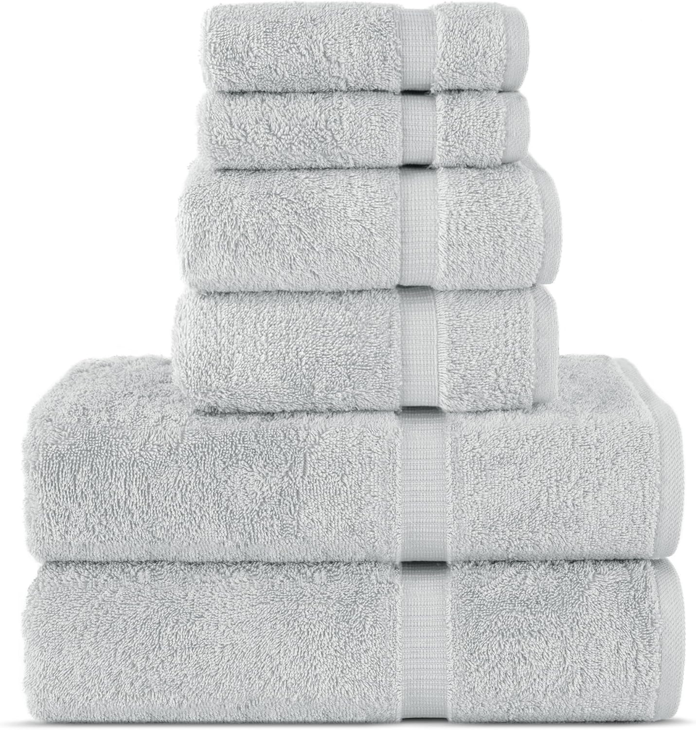 Chakir Turkish Linens Luxury Spa and Hotel Quality Premium Cotton 6-Piece Towel Set (2 x Bath Towels, 2 x Hand Towels, 2 x Washcloths, Silver Gray)