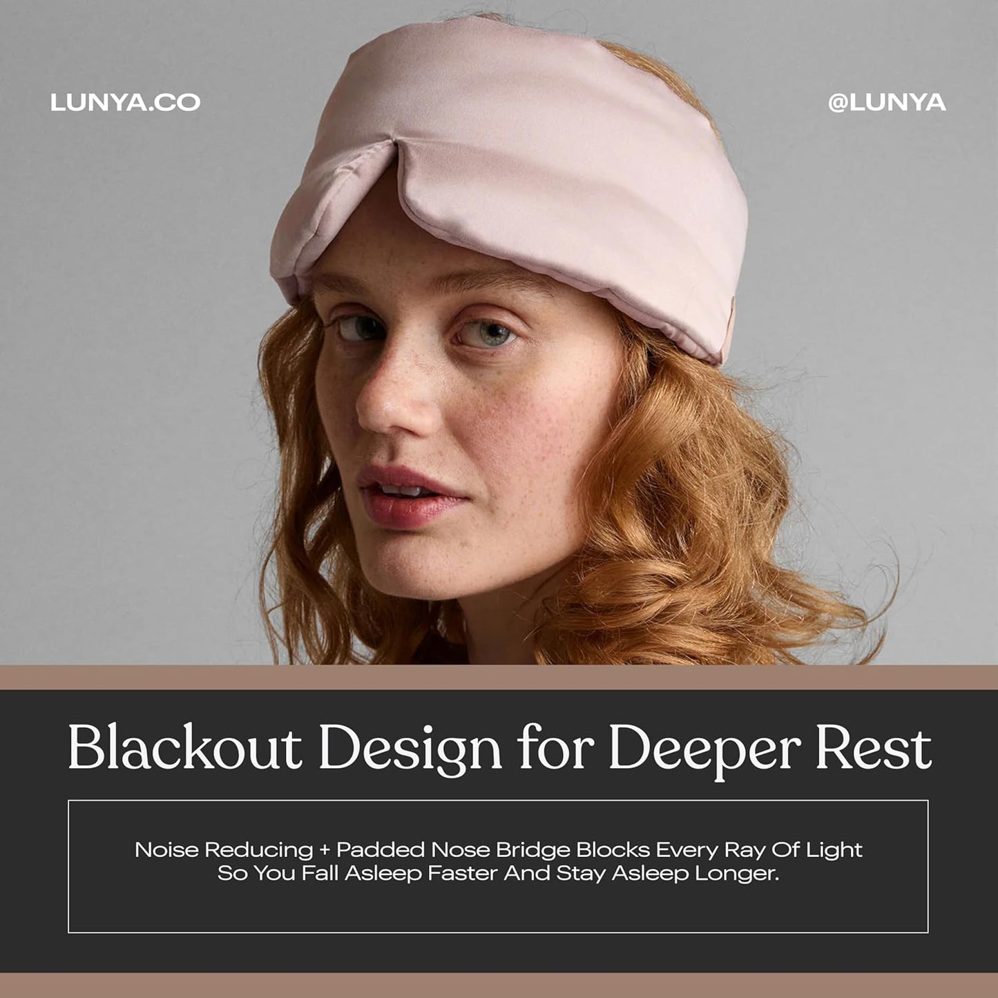 Lunya Washable Silk Sleeping Mask – Thermoregulating Mulberry Silk, Light Blocking and Comfortable Fit – Sleep Mask for Women and Men with Box – Delicate Pink – Small