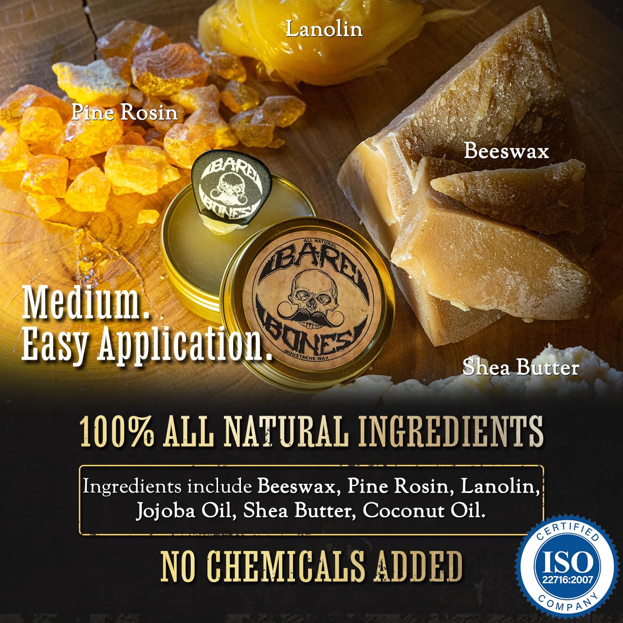 THE VINTAGE GROOMING CO. Gold Standard Mustache Kit - 4 One Ounce Mustache Wax, 2 Combs, 1 Night Fury Mustache Wax Remover Oil