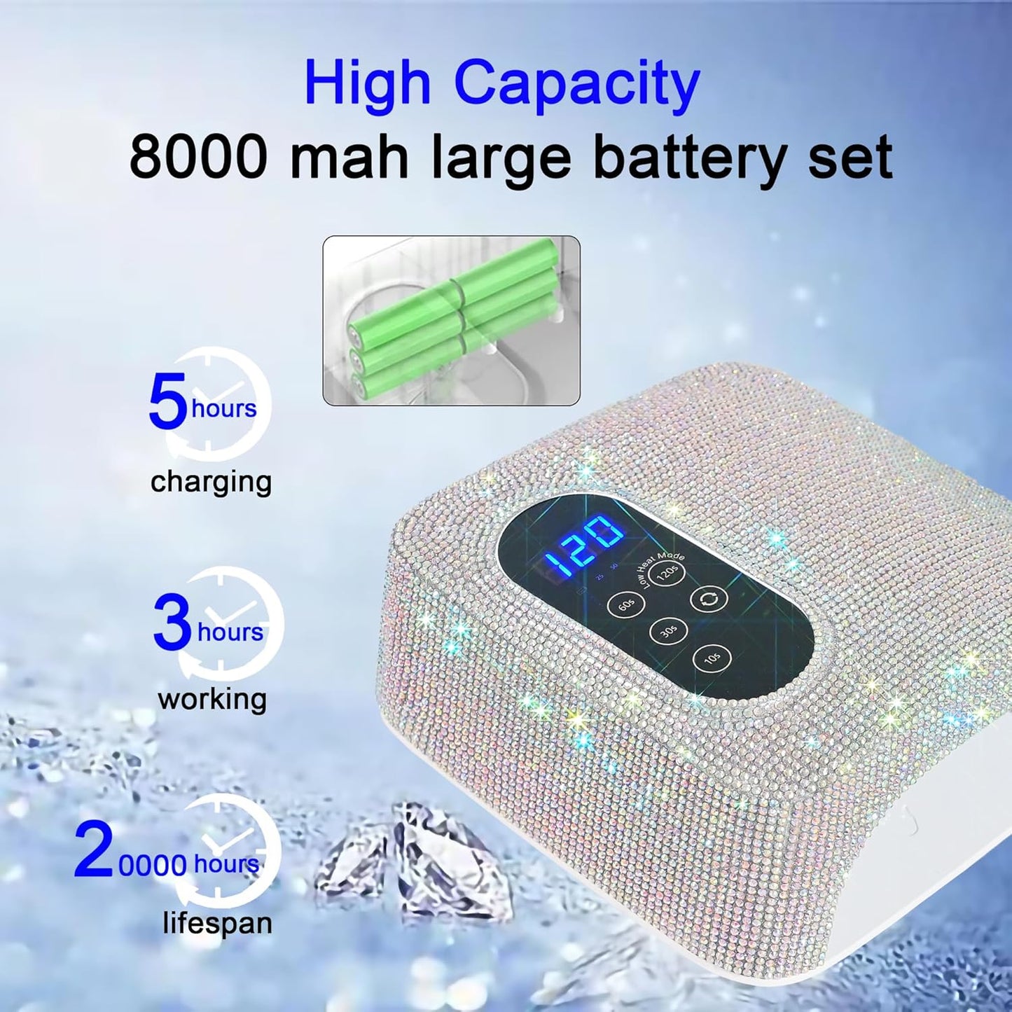 72W Cordless Led Nail Lamp, Rechargeable Nail Dryer, Portable Gel UV Led Nail Light with 4 Timer Setting Sensor, Professional Wireless Gel Nail Lights Nail Art Manicure Tools for Home and Salon