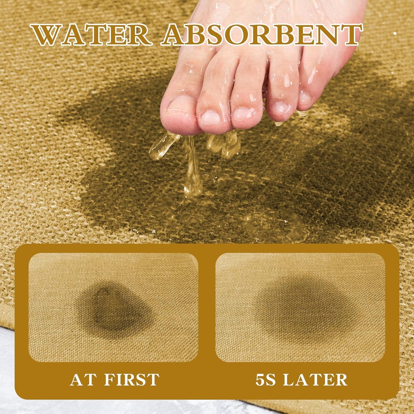 chakme Bathroom Rugs Mat 36x25, Ultra Thin Non Slip Bath Mat Large Quick Dry Absorbent Bath Mat for Bathroom Floor, (Yellow, 36"x25")