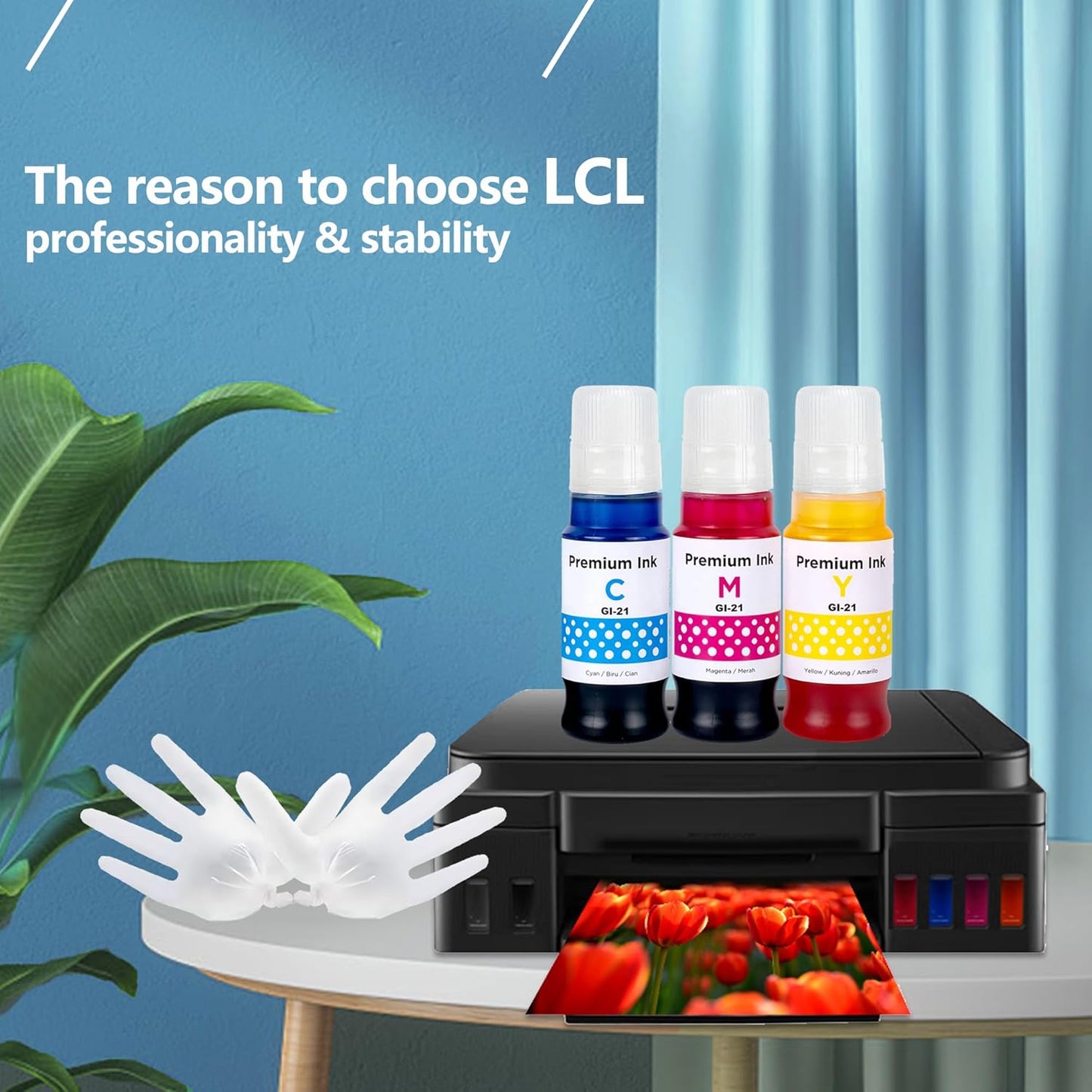 LCL Compatible Ink Bottle Replacement for Canon GI21 GI-21 GI-21C GI-21M GI-21Y for Canon PIXMA G3260 G3270 G2270 G2260 G1220 G1230 Printer (3-Pack Cyan Magenta Yellow)