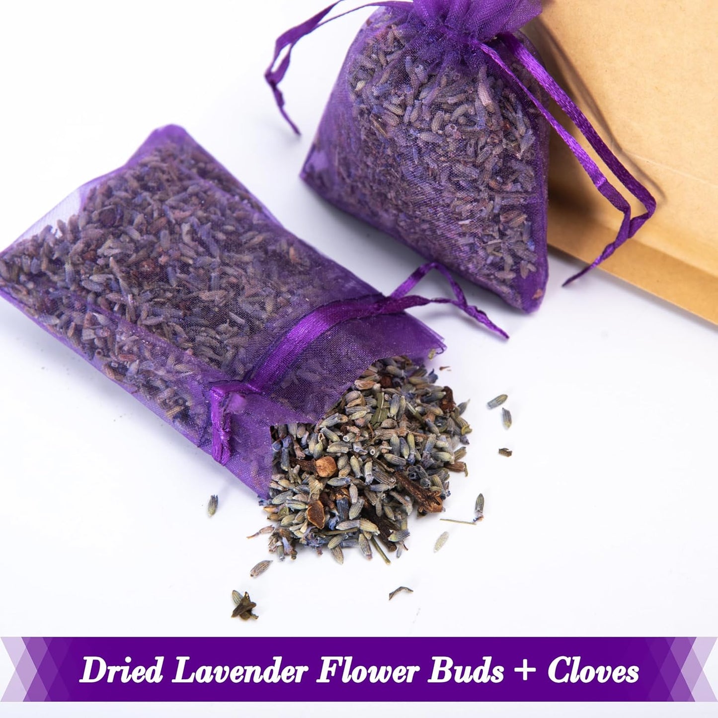 Pack of 24 Lavender and Cloves Sachets for Clothes Storage, Home Fragrance Sachet for Closets, Garment Bag or Drawers, LV-H-1
