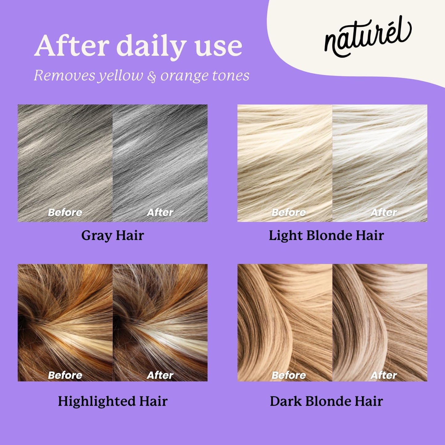 Naturel Purple Toning Conditioner Bar, Blonde or Grey Hair Toning Conditioner Bar with Biotin and Almond Oil, Vegan, Zero Waste, Cruelty Free, Made in USA