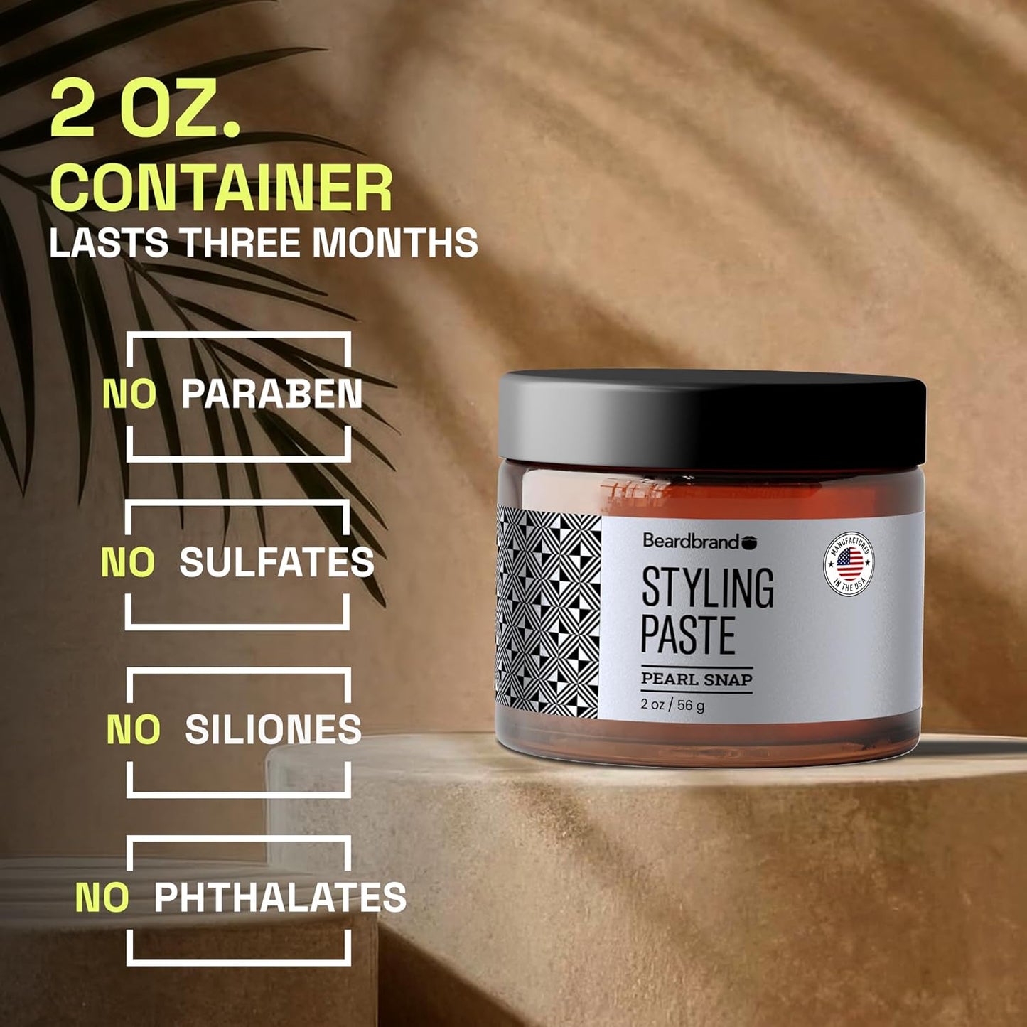 Beardbrand Beard Styling Paste - Medium Hold and Natural Look Hair Paste for Men - Versatile Hair Styling Cream - Teakwood, Rosemary, & Citrus Scent- 56 grams