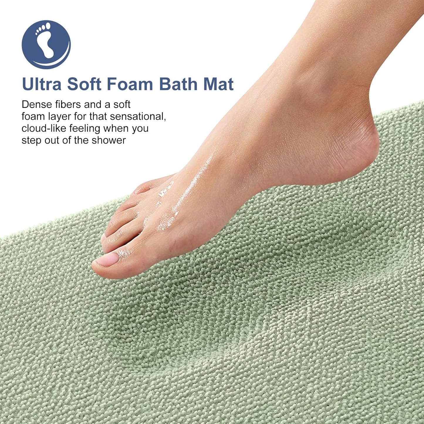 OLANLY Thick Memory Foam Bath Mat Rug 30x20, Extra Soft Absorbent Bathroom Rug, Quick Dry Bath Mats, Non-Slip, Machine Washable Carpet for Bathroom, Tub and Shower, Home Decor Accessories, Sage Green